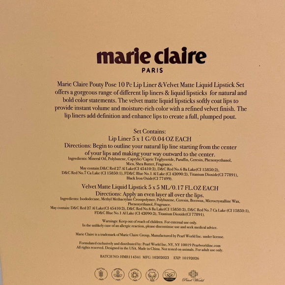 Marie Claire Paris Lip Liner & Velvet Matte Liquid Lipstick Set - Picture 4 of 4